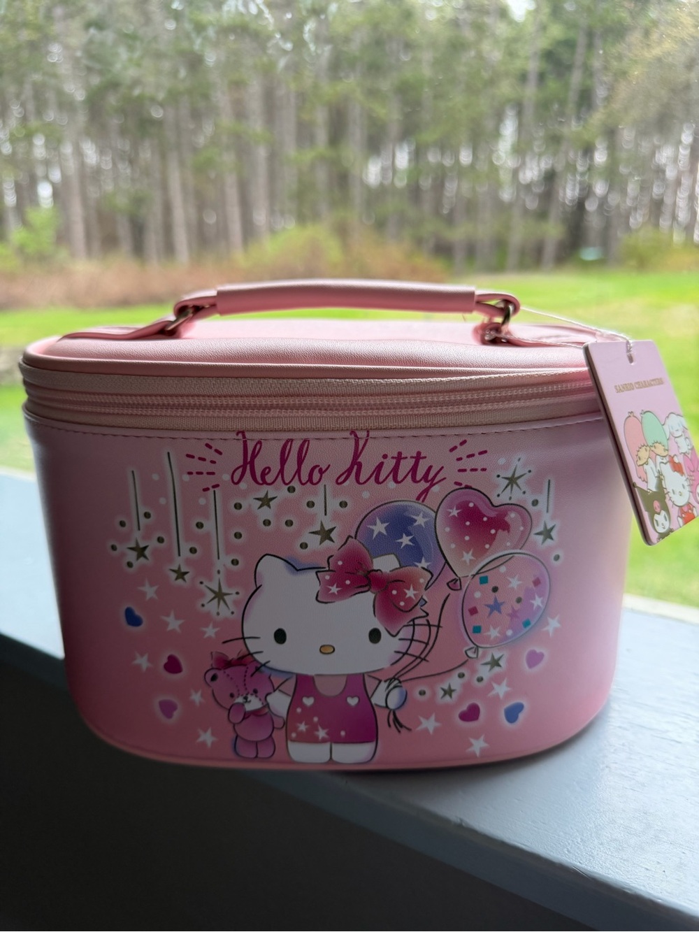 Hello Kitty Pink Cosmetic Train Case with Balloon Design